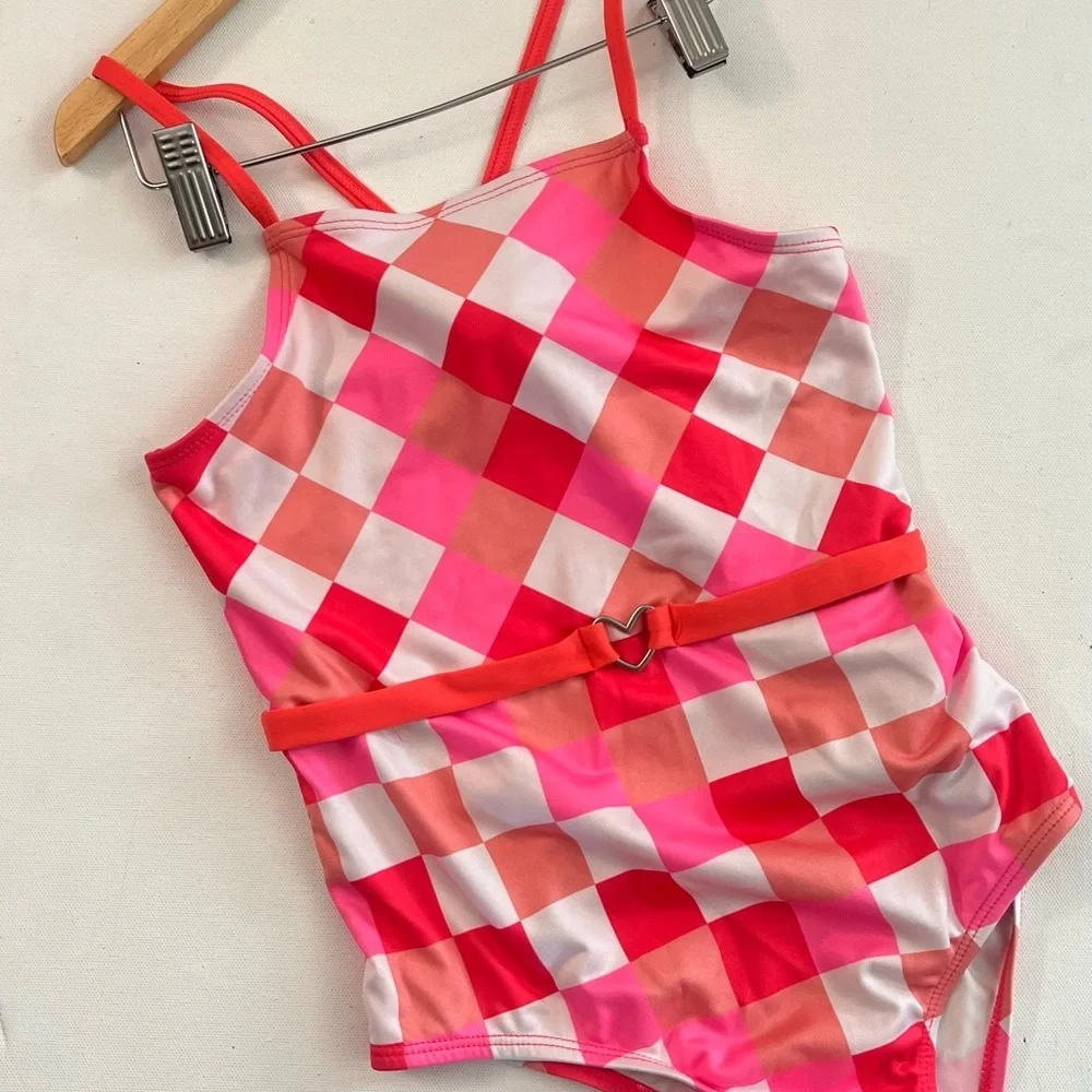 Pink platinum colorful check swimsuit